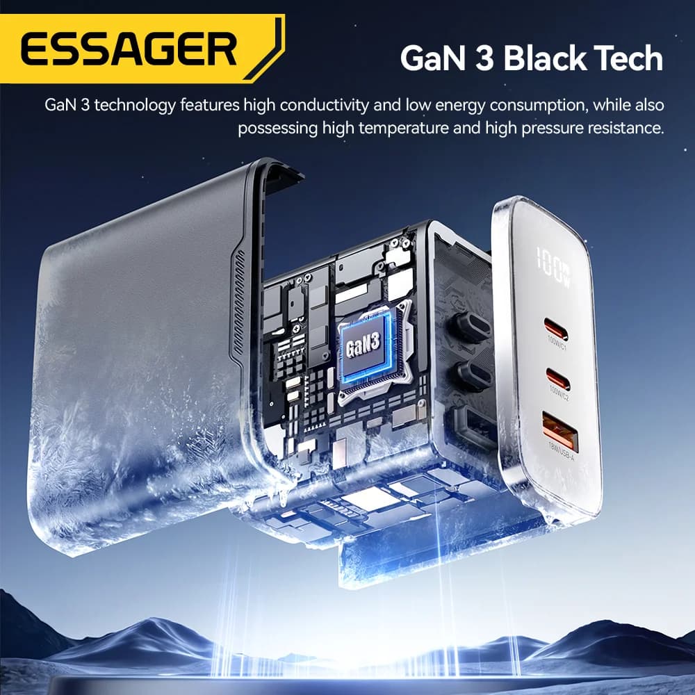 100W GaN USB-C-laturi digitaalisella näytöllä