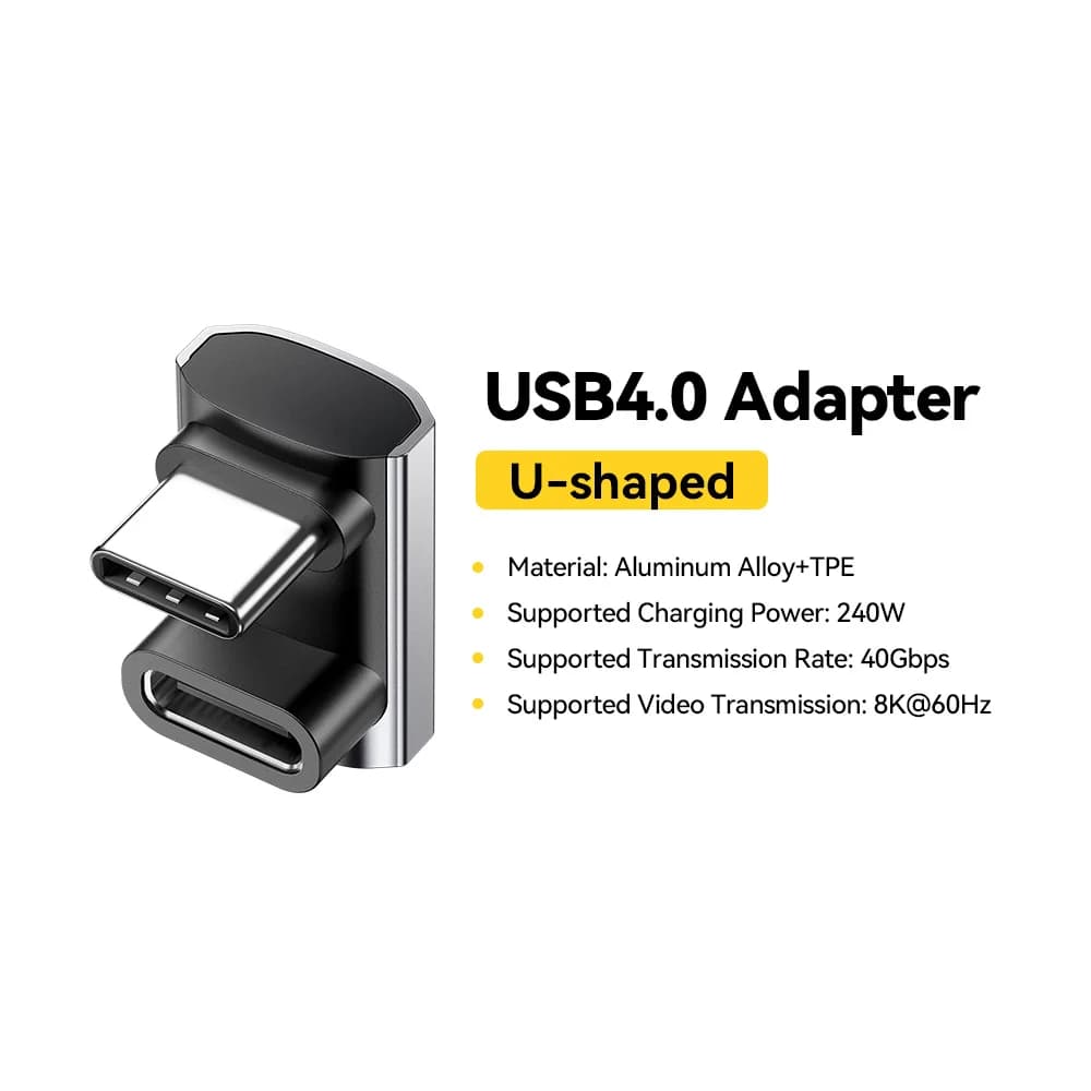 USB4.0 240W 90-asteen OTG-tietoliitinadapteri 8K