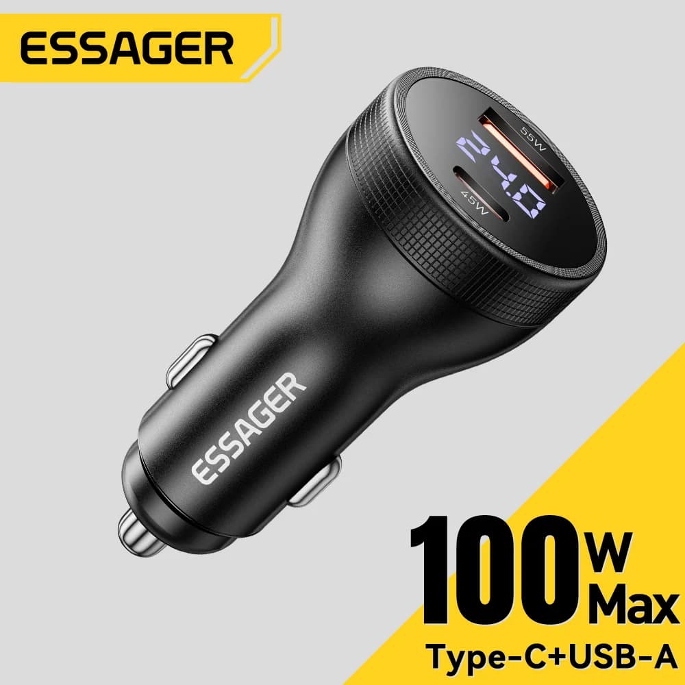 100W USB-C-autolaturi digitaalisella näytöllä