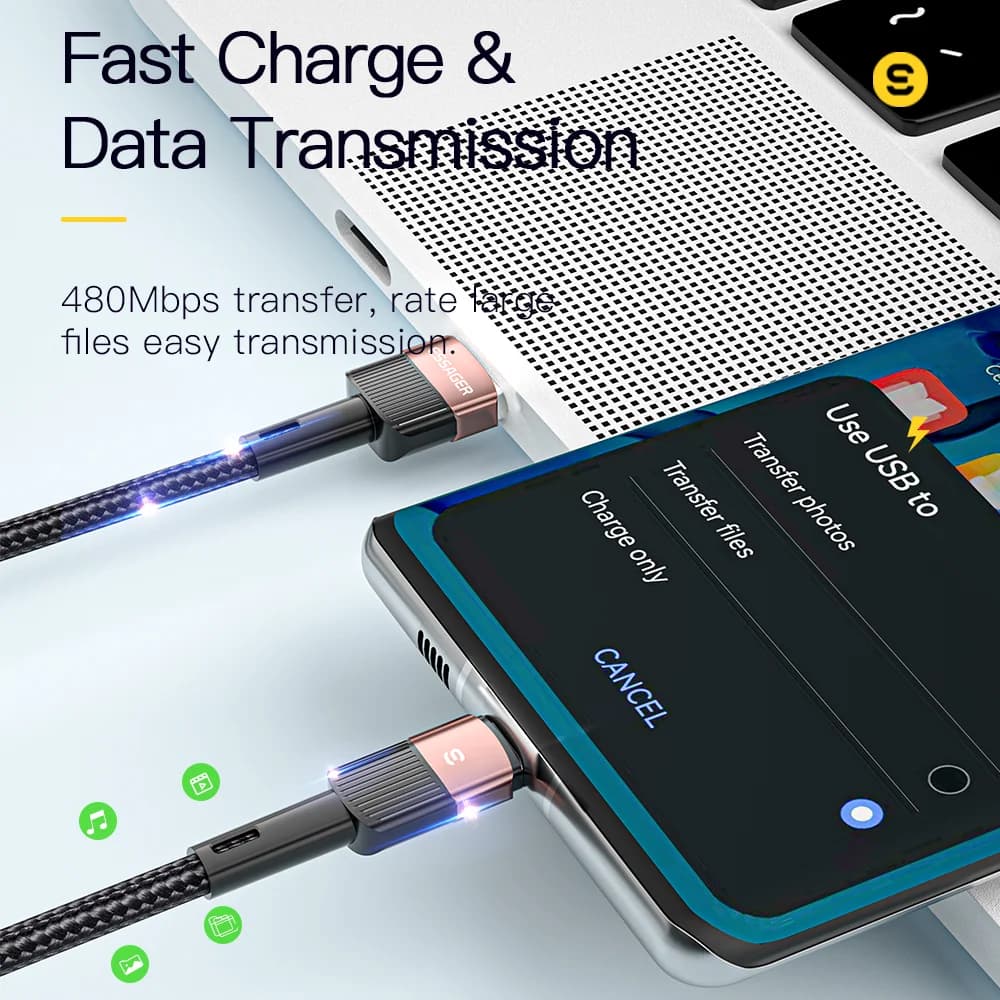 7A USB-C pikalataus- ja datakaapeli 66W