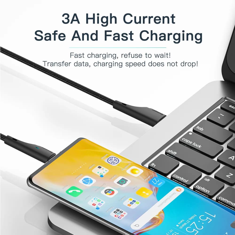 3A USB-C pikalataus- ja datakaapeli