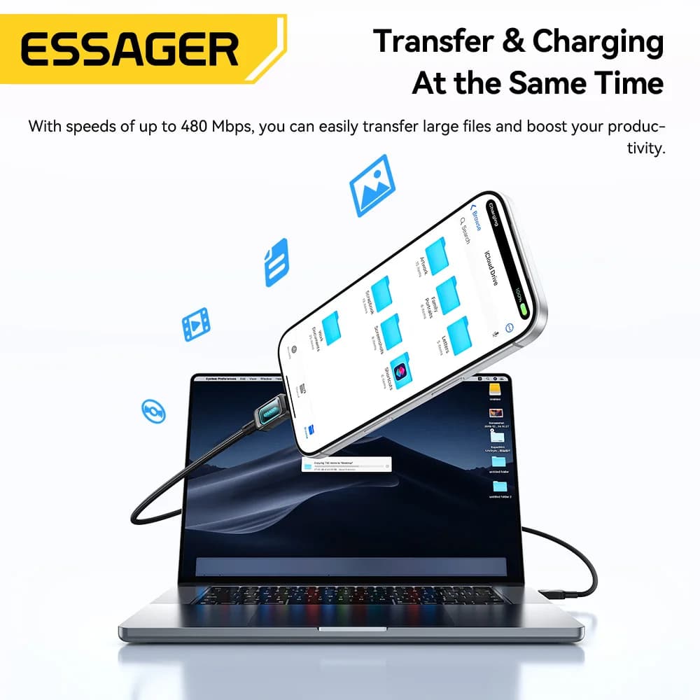 100W LED USB-C-USB-C-pikalatauskaapeli