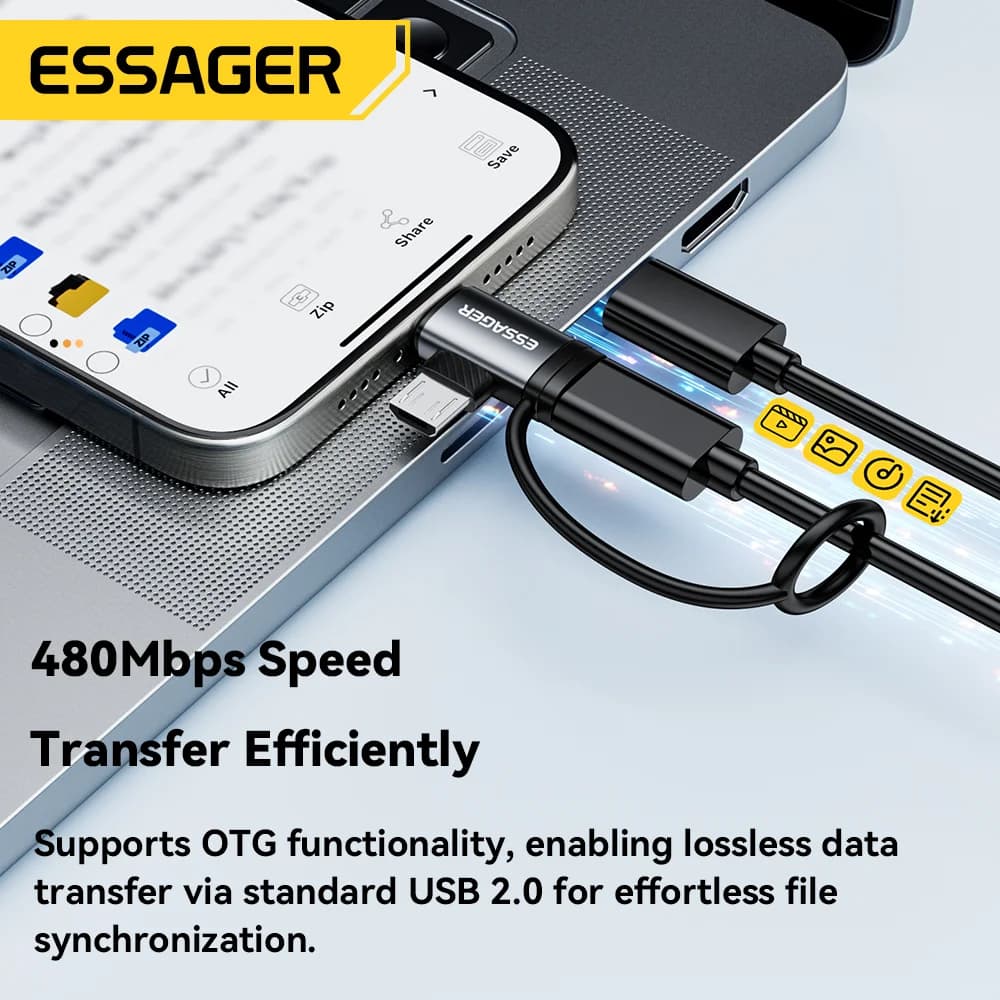 2-in-1 Lightning- ja Micro USB -adapteri