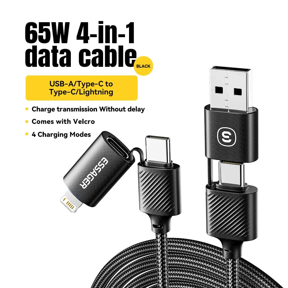 4-in-1 USB-C-kaapeli, 65 W PD-pikalataus