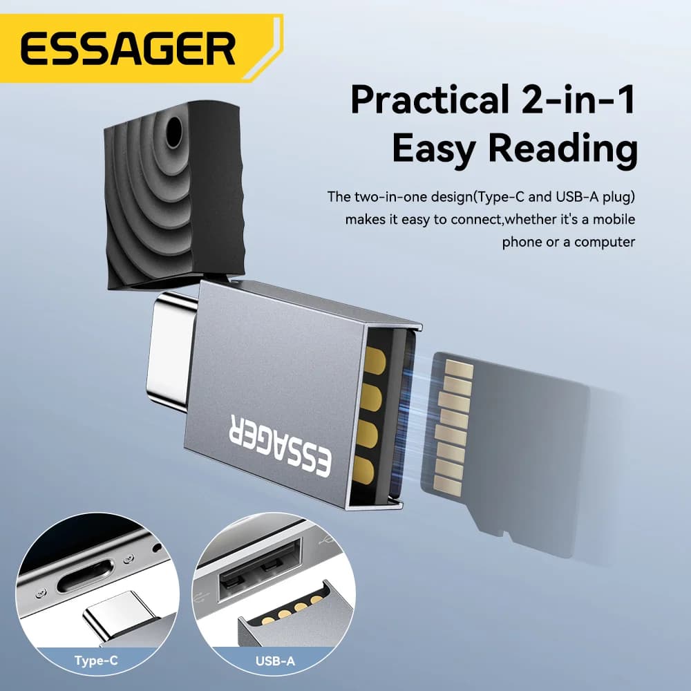 2-in-1 USB-C- ja USB 2.0 -kortinlukija
