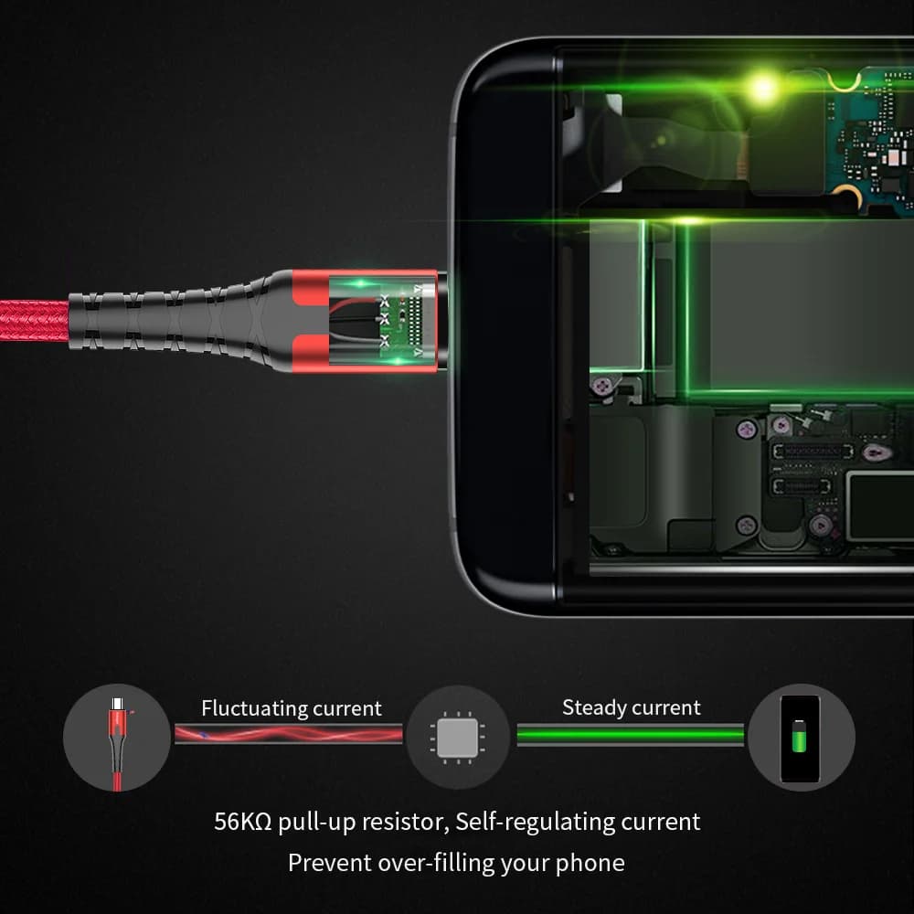 LED Micro USB -nopealatauskaapeli, 2M/3M