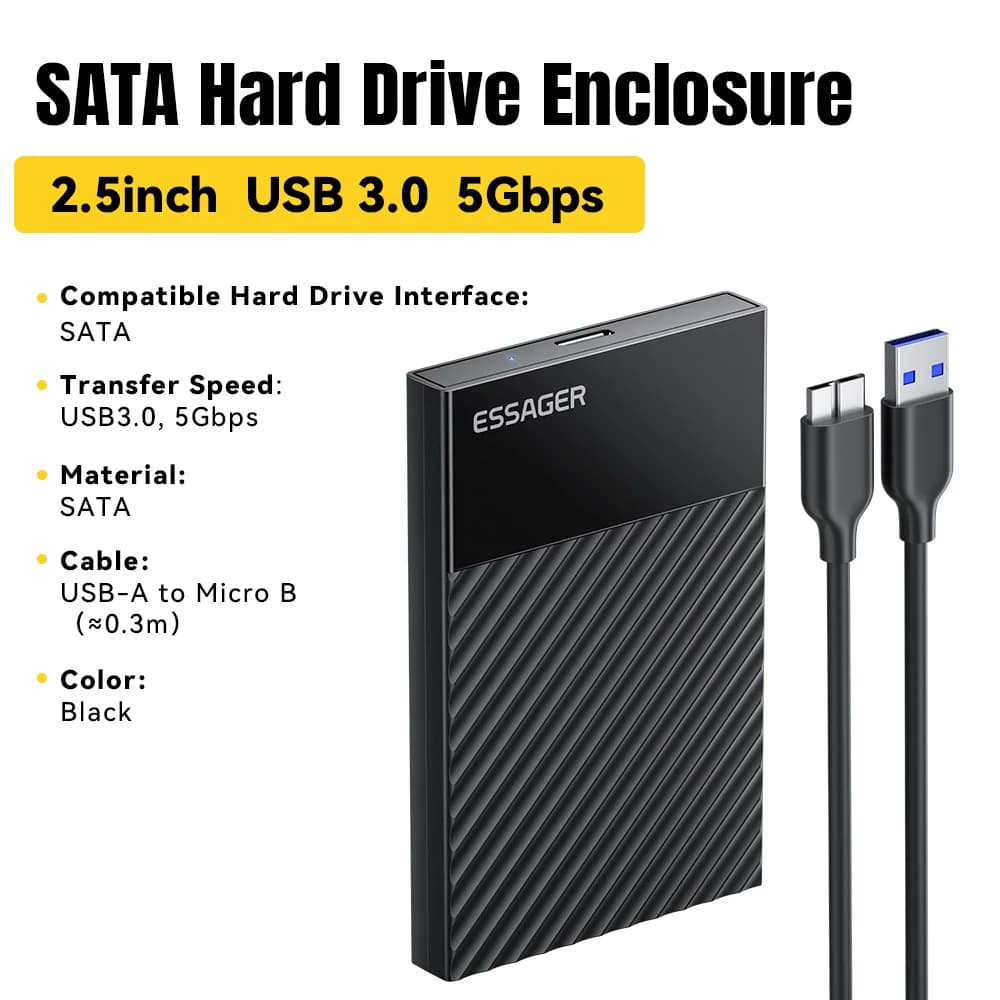 2,5 tuuman USB 3.0 SATA SSD/HDD-kotelo