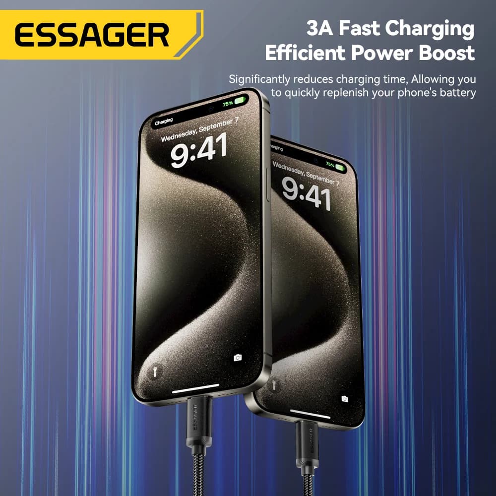 3A USB-A - USB-C pikalataus- ja datakaapeli