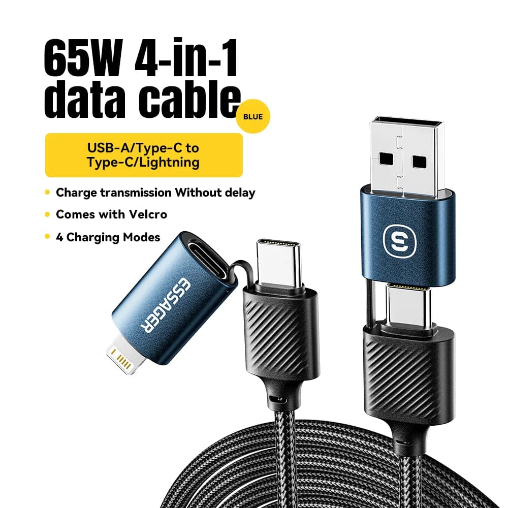 4-in-1 USB-C-kaapeli, 65 W PD-pikalataus