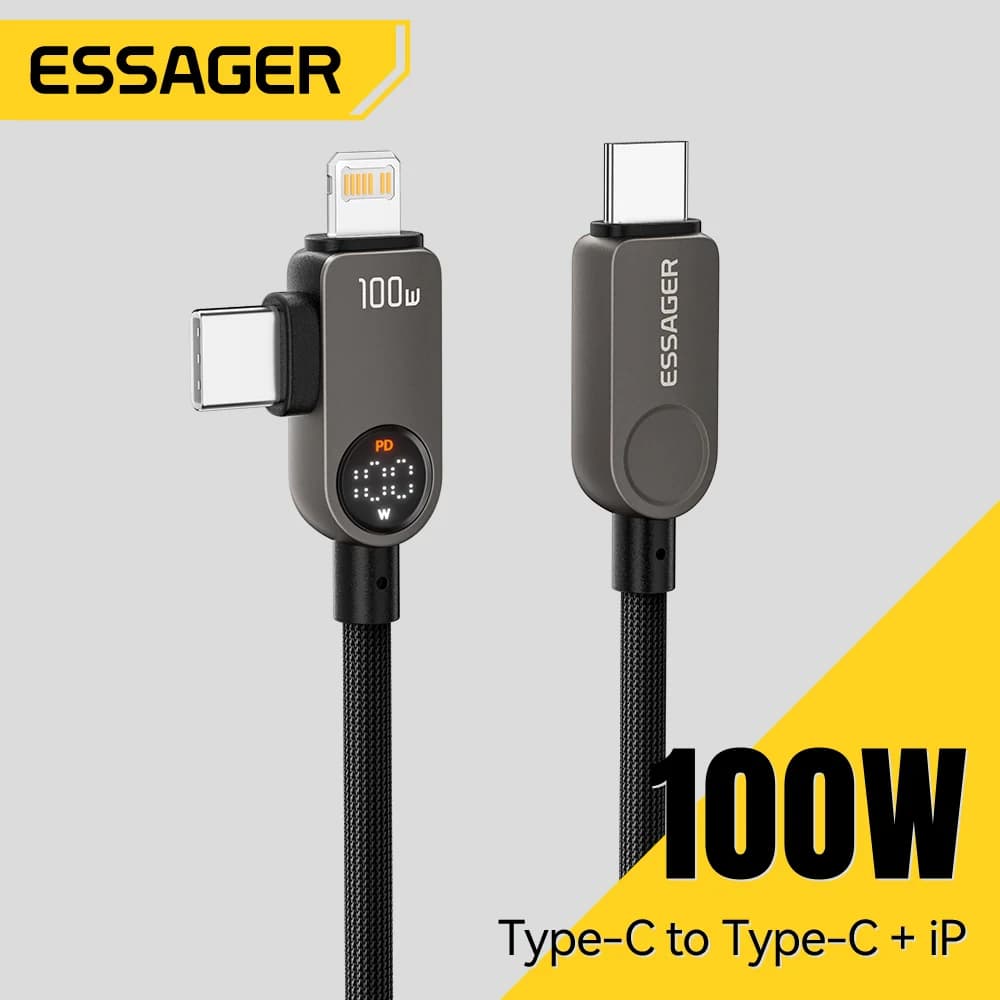2-in-1 USB-C-Lightning-kaapeli, 100W PD