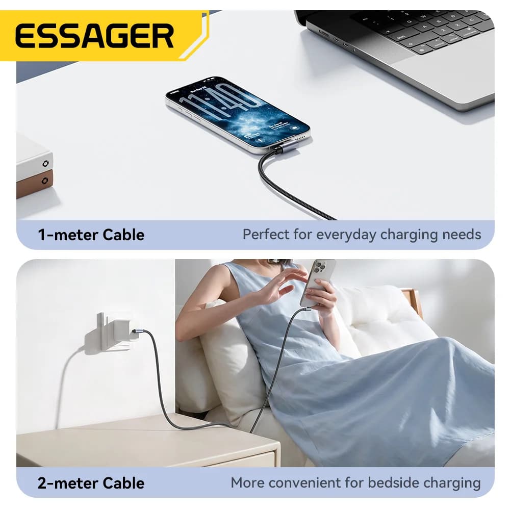 Kulmakaappi 100W USB-C-USB-C pikalatauskaapeli