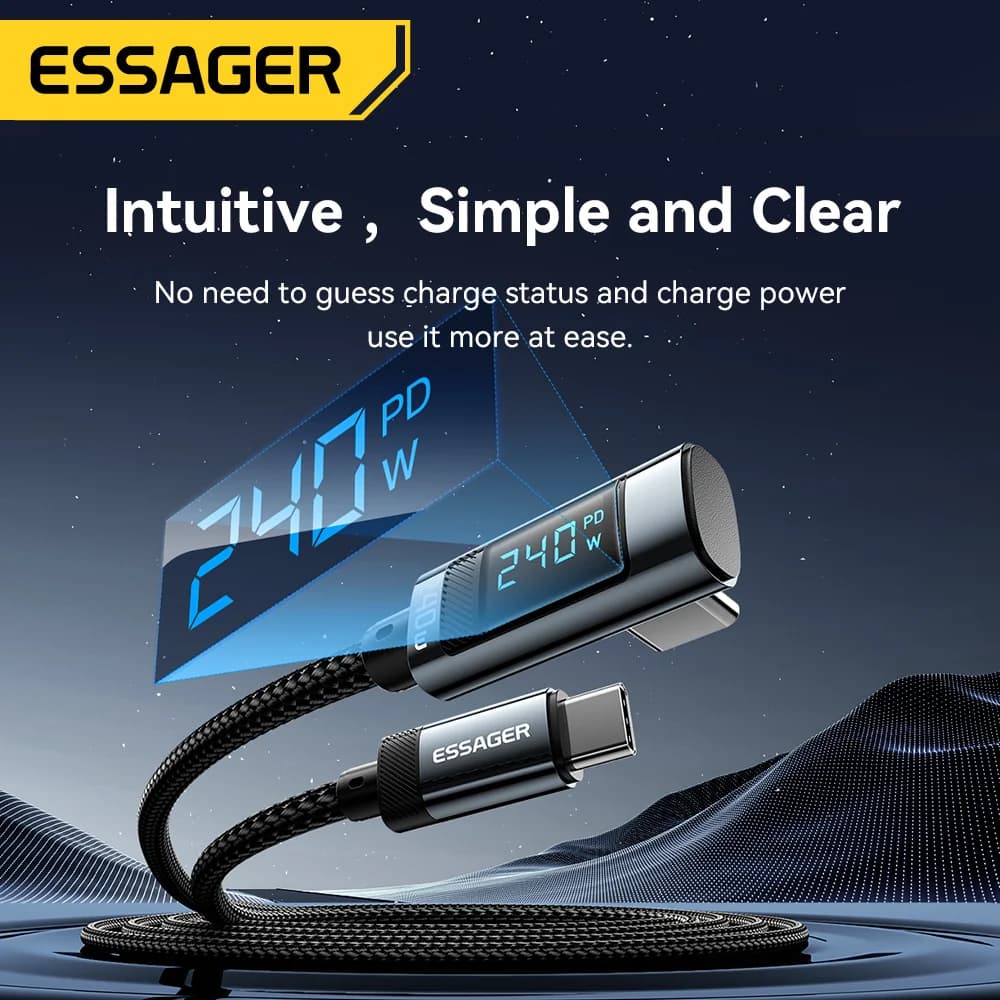 240W 90 asteen kulmassa USB-C - USB-C -kaapeli