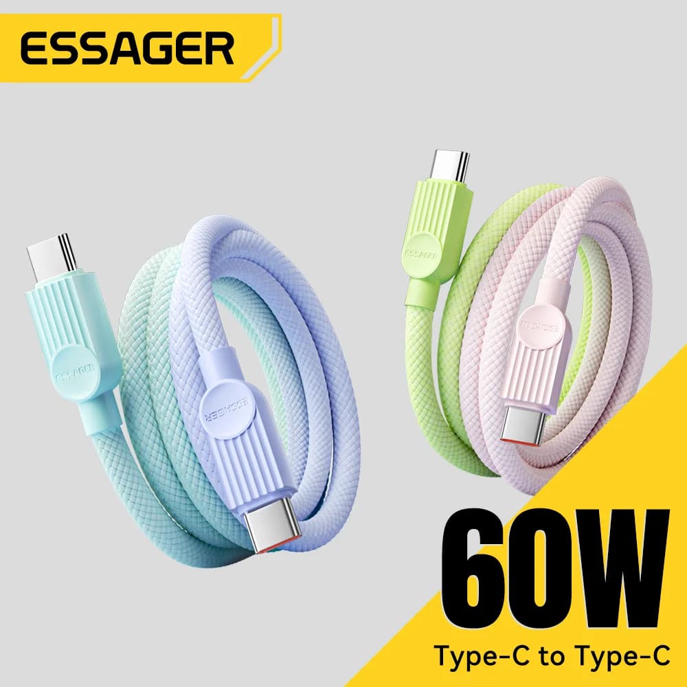 60W värillinen USB-C -> USB-C pikalatauskaapeli