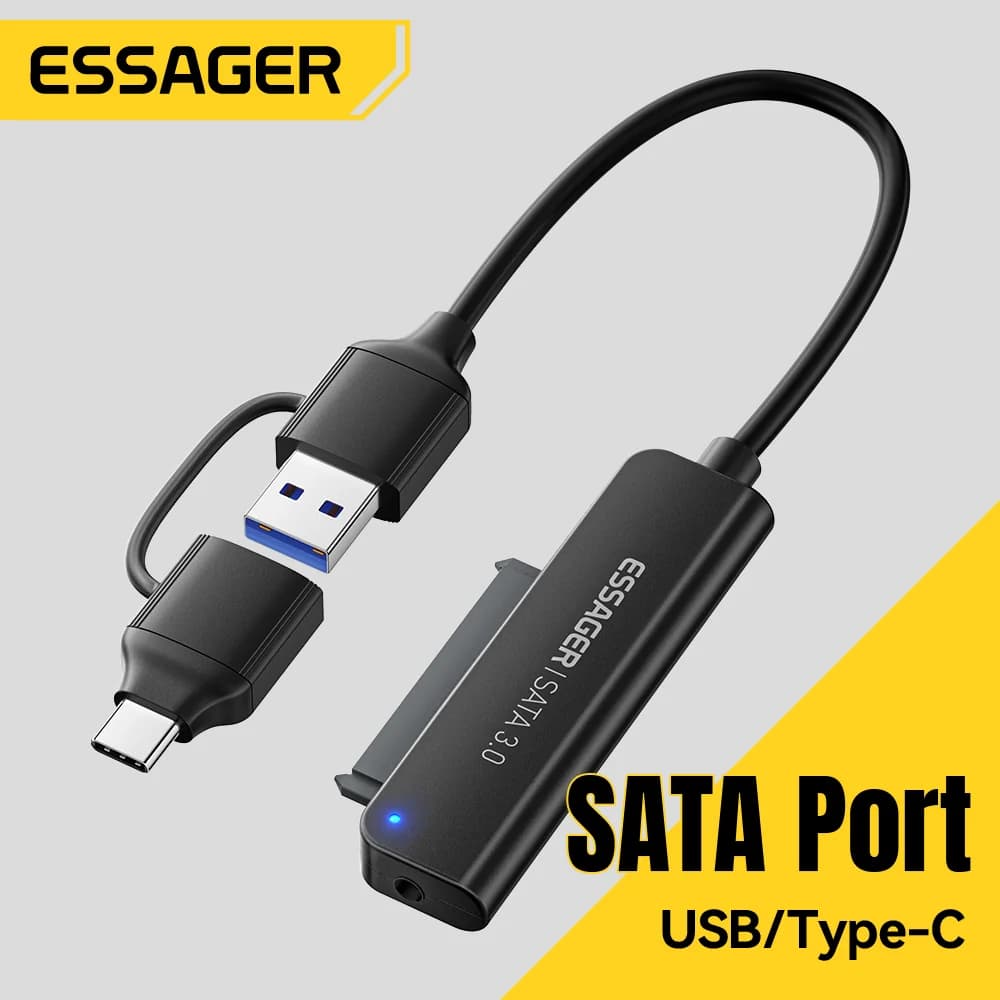 2-in-1 SATA-USB 3.0/Type-C-sovitin, 2,5"