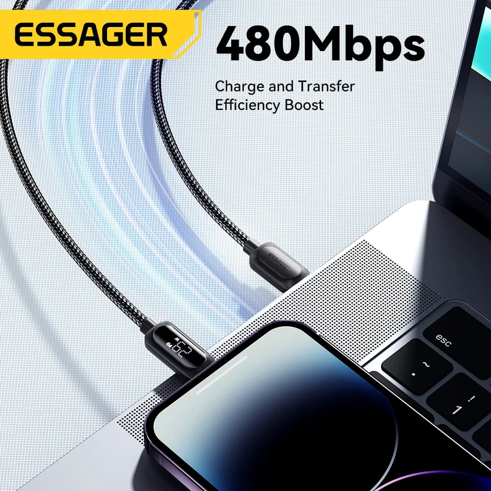 29W USB-C - Lightning -kaapeli digitaalisella näytöllä