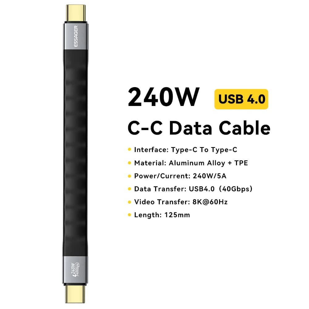 USB 4.0 Type-C -kaapeli, 240W PD, 8K-video