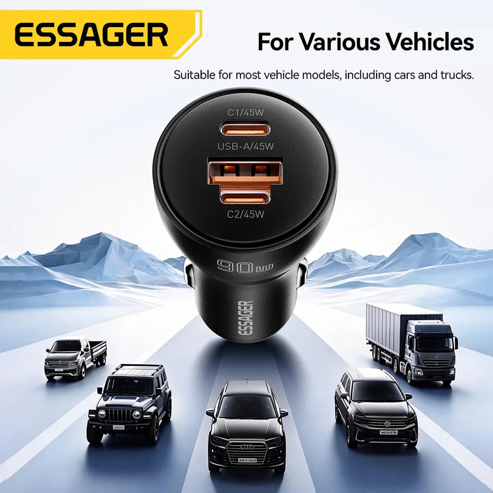 90W USB Type-C PD -nopea autonlaturi