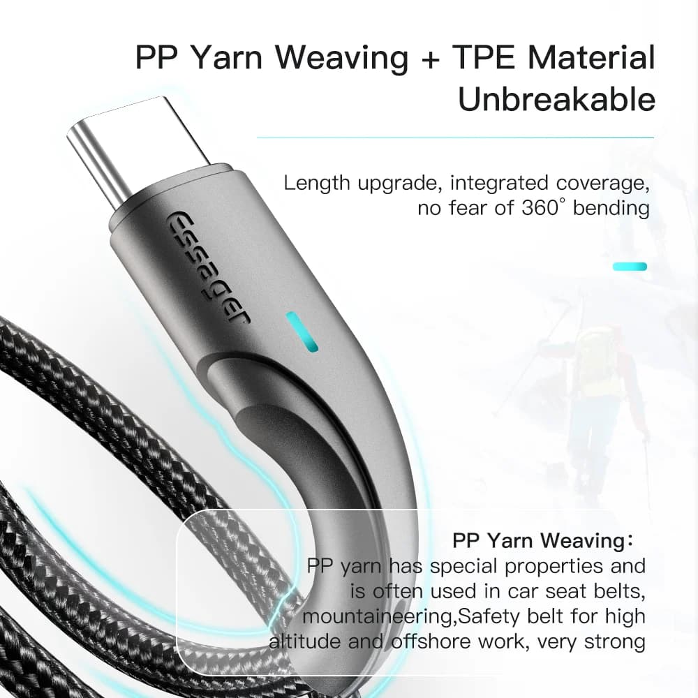 3A USB-C pikalataus- ja datakaapeli