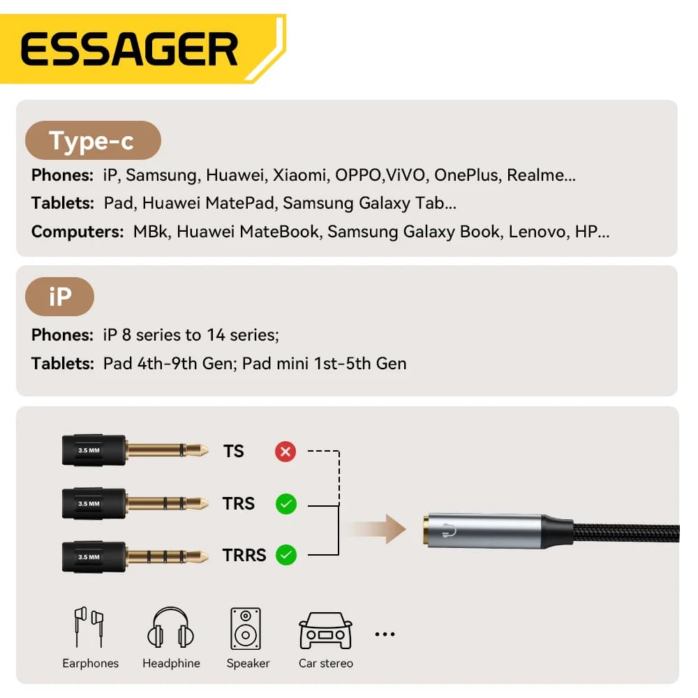 L-mallinen USB-C -> 3,5 mm äänisovitin