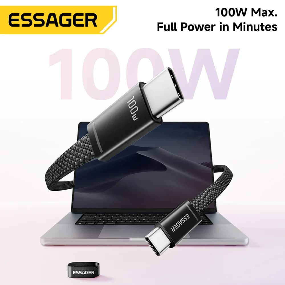 100 W Slim USB-C - USB-C PD-pikakytkentäkaapeli