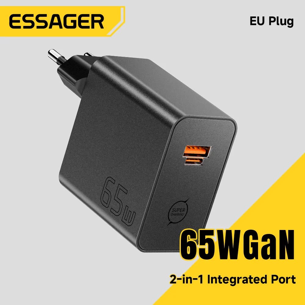 65 W GaN 2-in-1 USB Type-C -pikalaturi