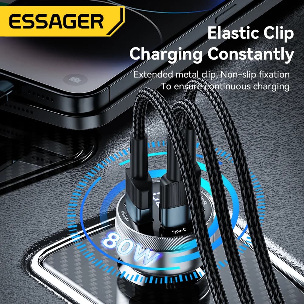 80W Dual USB-C PD-autolaturi