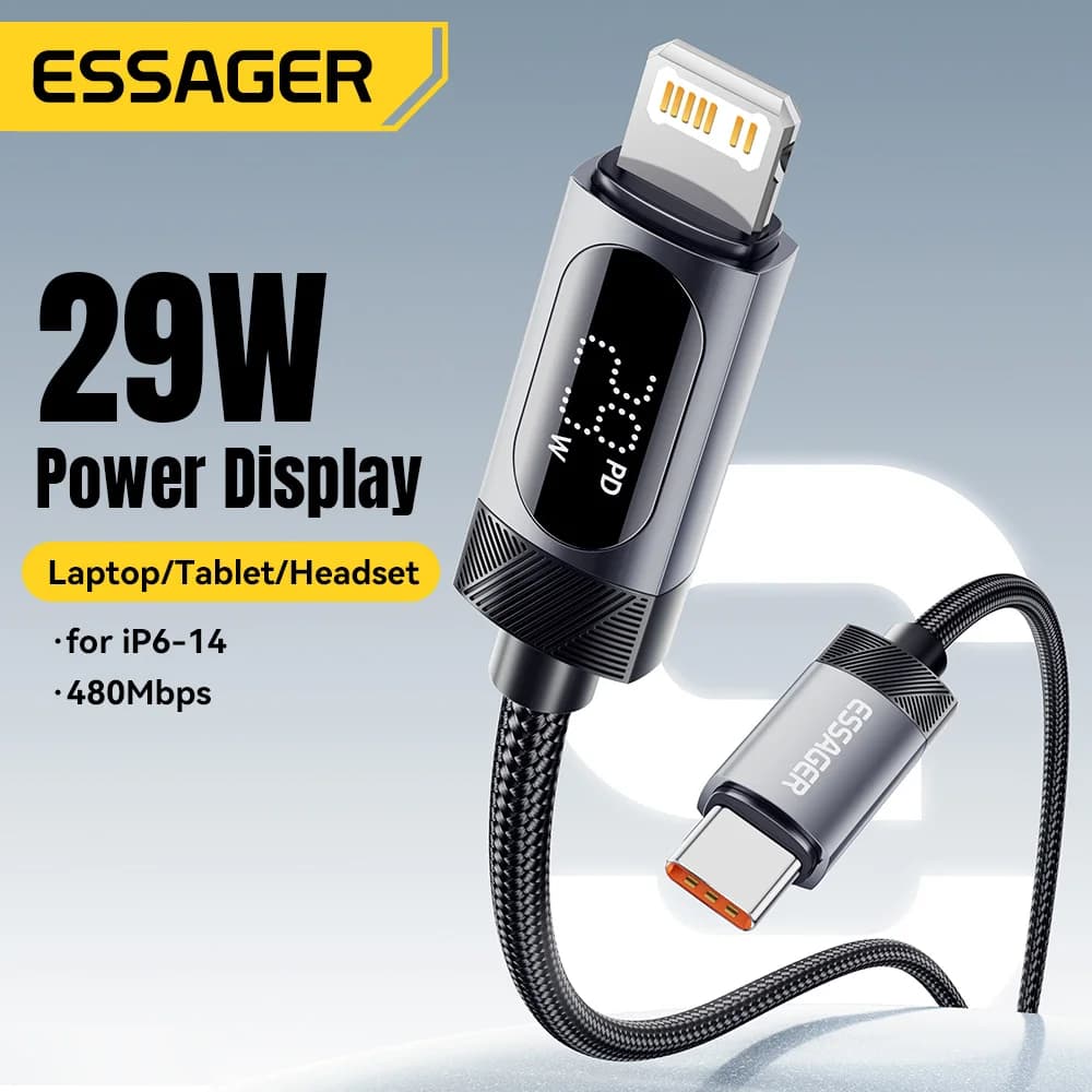 Digitaalinen näyttö USB-C Lightning-kaapeli, 29W PD