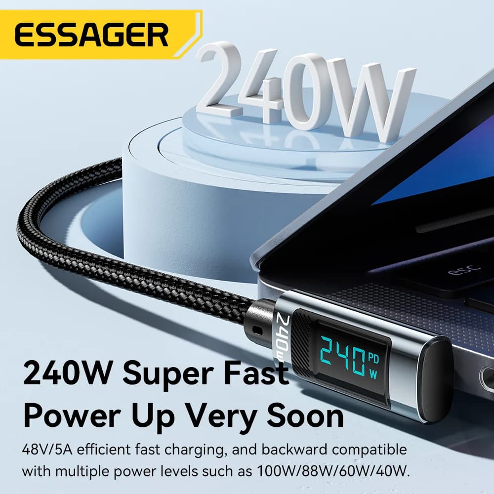240W 90 asteen kulmassa USB-C - USB-C -kaapeli