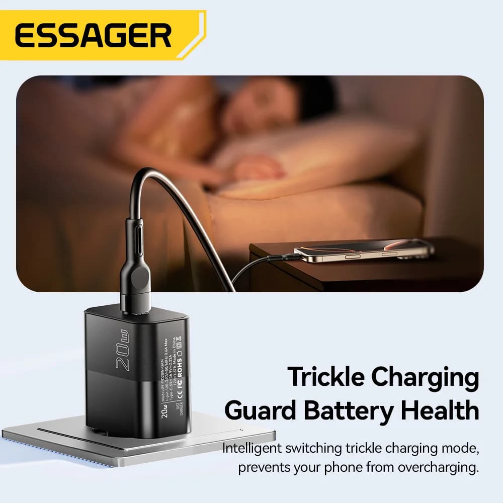 20W USB-C GaN-portaatilinen pikalaturi seinäpistorasiaan