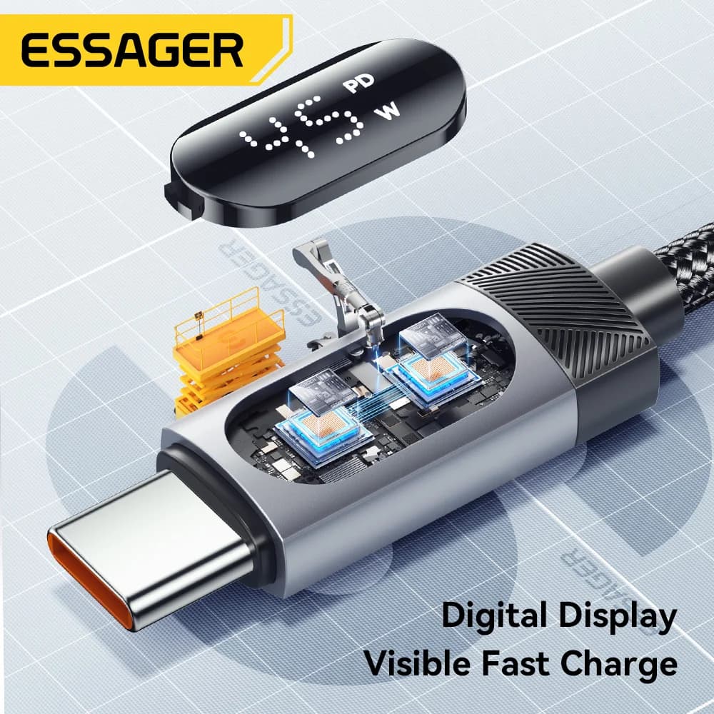 108W autolaturi USB-C-, USB-A- ja jousikaapelilla